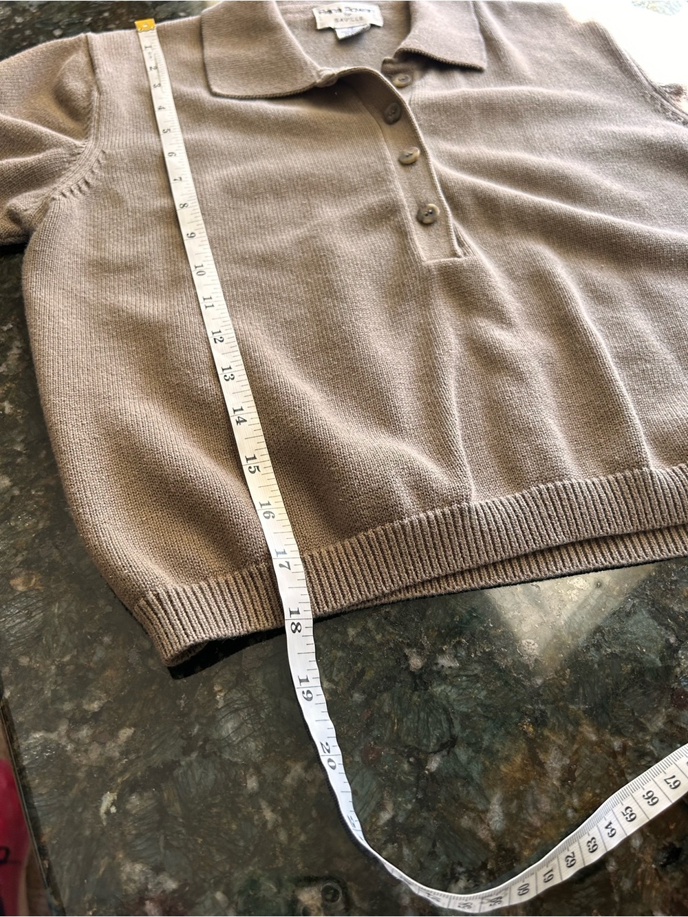 Saville 100% Cotton Made in UK brown knit Polo Short Sleeve Sweater. Cropped. S - Picture 6 of 6